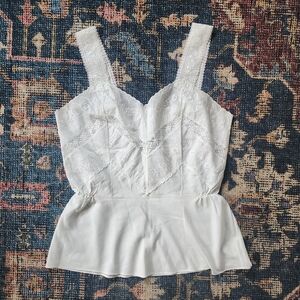 Vintage Elegant White Peplum Lace Tank Top Camisole